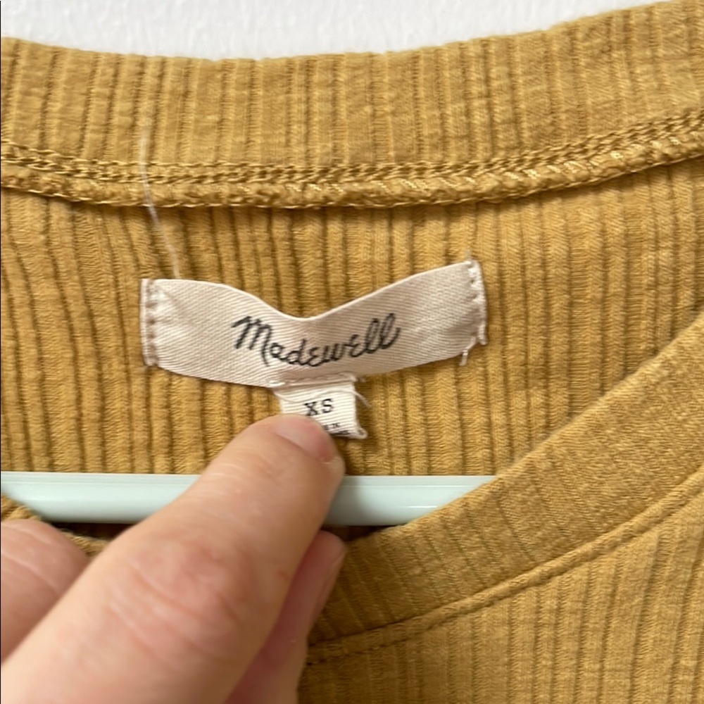 Madewell, XS, Yellow Button-Up Ribbed Top - Picture 2 of 3